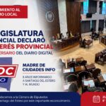 La Legislatura declaró de interés provincial el 8° aniversario del Diario Digital Madre de Ciudades Info